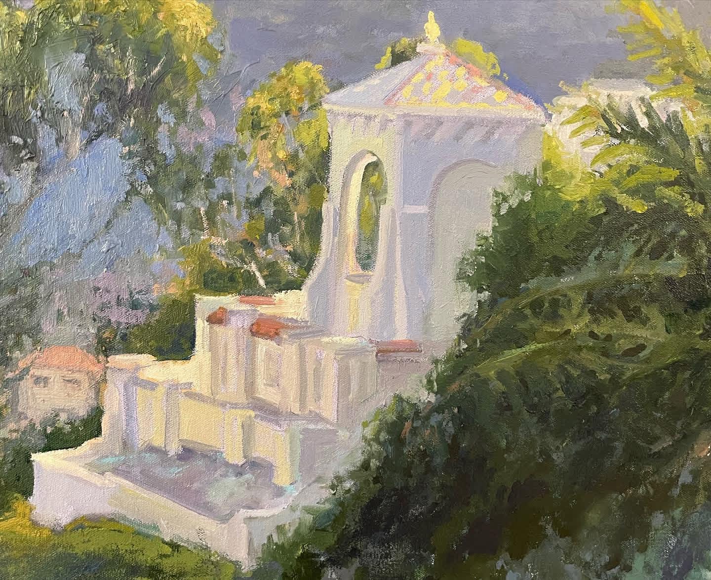 Casino View, an oil painting of the Catalina Casino tower by Kymberlee Stanley